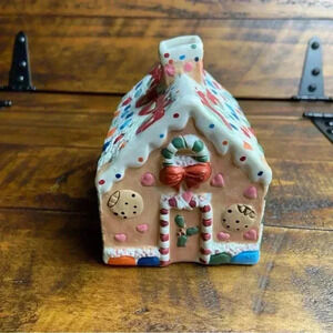 Gingerbread House Tea Light Candle Holder Chandelle Porcelain Vintage Christmas